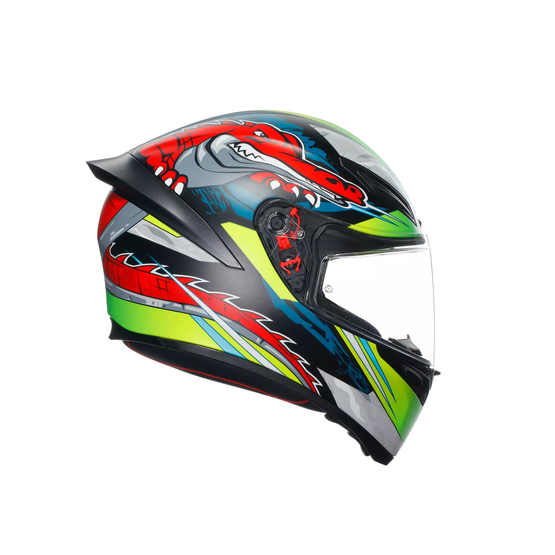K1 S DUNDEE MATT LIME/RED - MOTORBIKE FULL FACE HELMET E2206