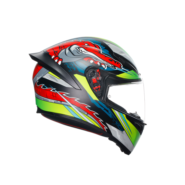 k1-s-dundee-matt-lime-red-motorbike-full-face-helmet-e2206 image number 2