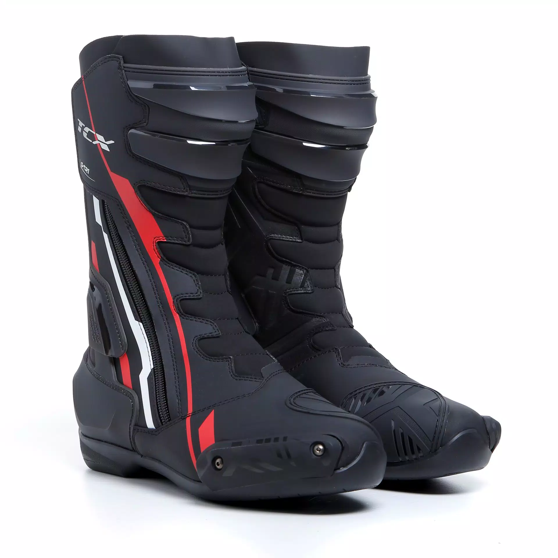 S-TR1 MEN'S MOTORCYCLE BOOTS - BLACK/RED/WHITE