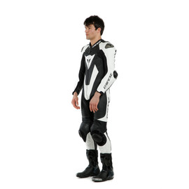 LAGUNA SECA 5 1PC LEATHER SUIT PERF. BLACK/WHITE- Leather Suits
