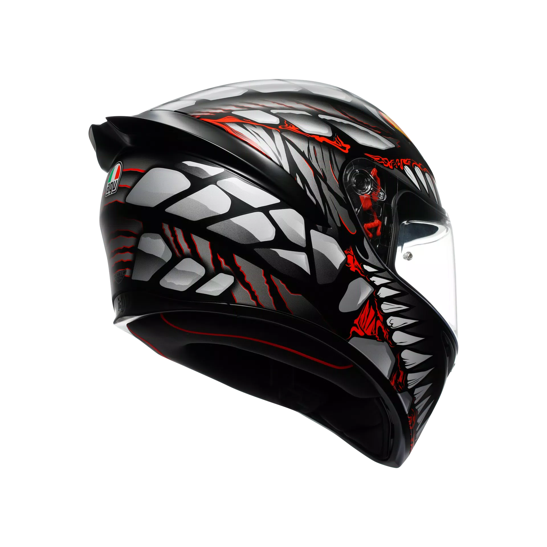 K1 S LYZARD MATT BLACK/GREY/RED - MOTORBIKE FULL FACE HELMET E2206