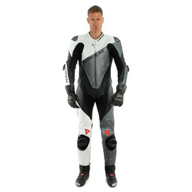 IMOLA 1PC LEATHER SUIT PERF. BLACK/WHITE/ANTHRACITE- Outlet Leather suits