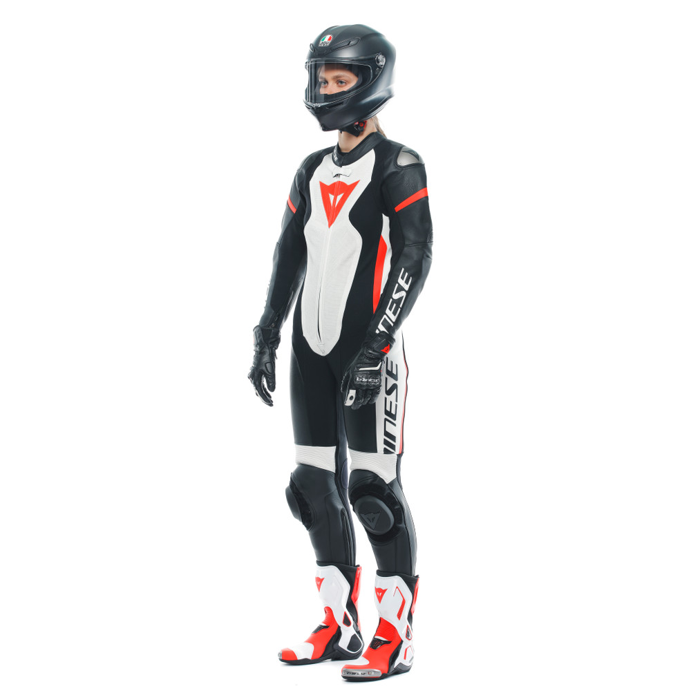 grobnik-lady-leather-1pc-suit-perf-black-white-fluo-red image number 3