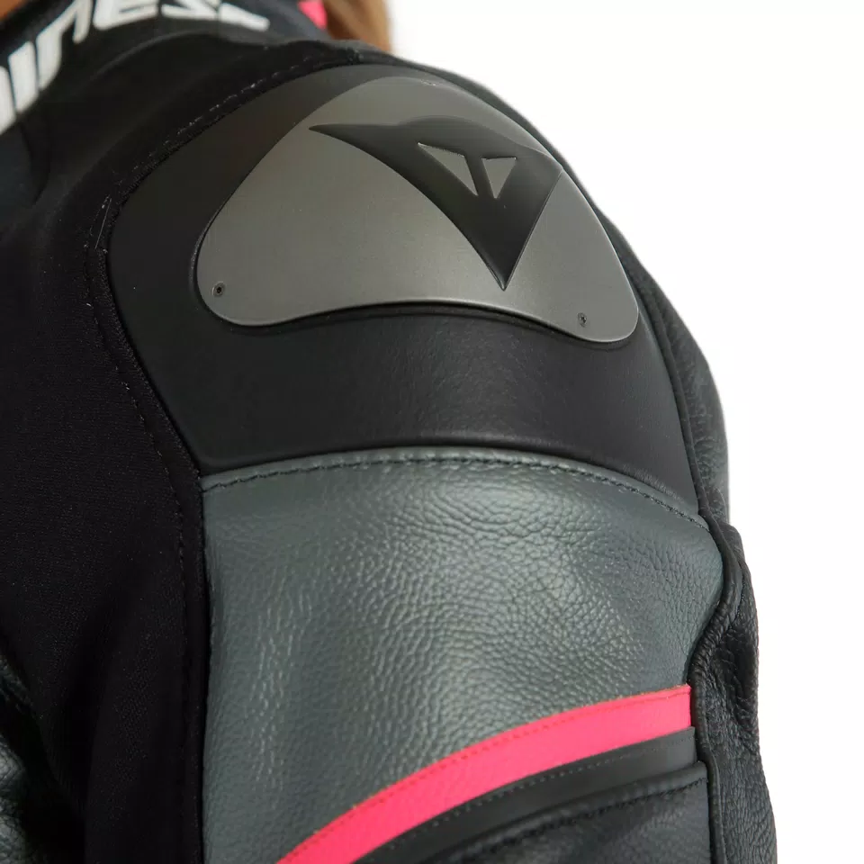 RACING 3 D-AIR LADY LEATHER JACKET - BLACK/ANTHRACITE/FUCHSIA - 10