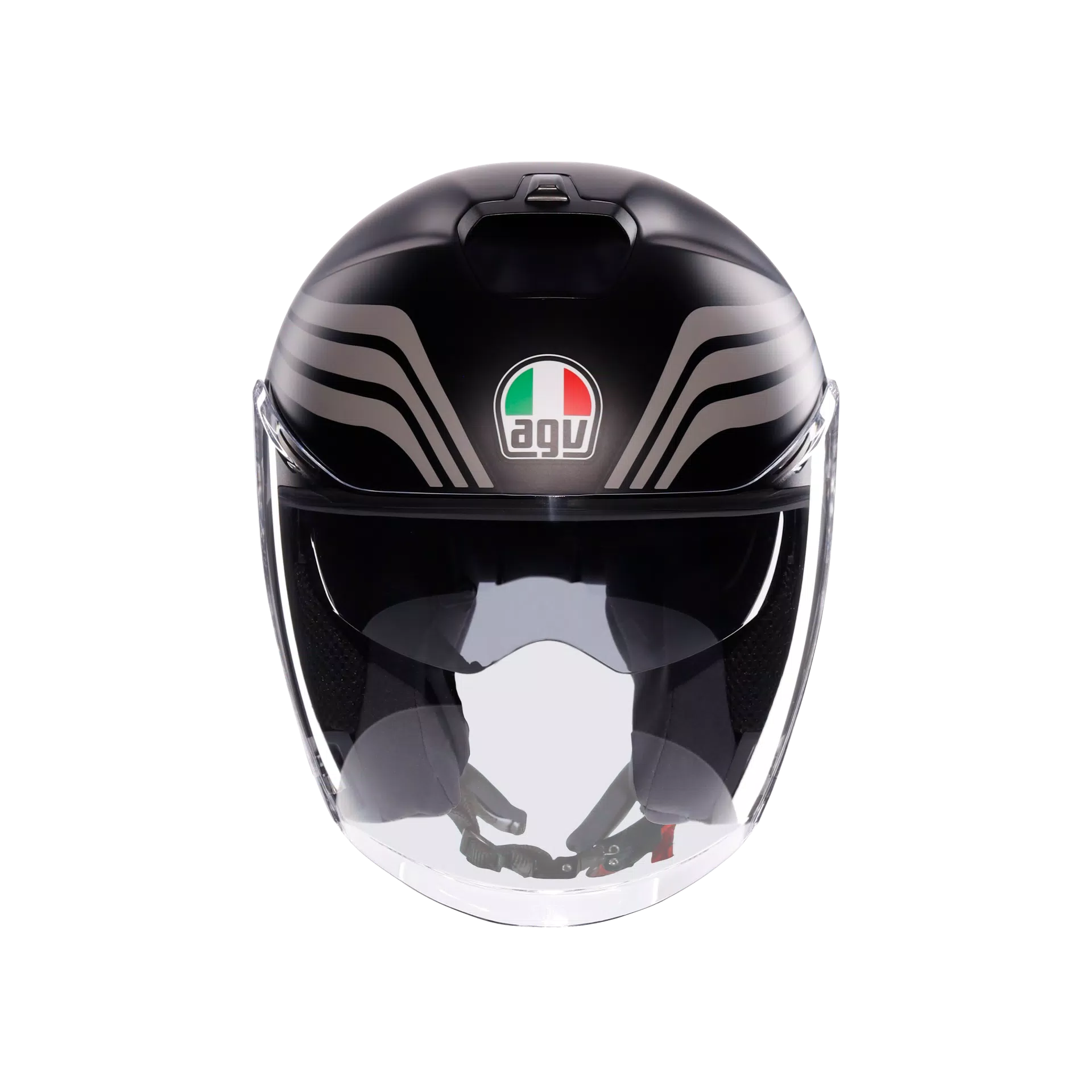 IRIDES BOLOGNA MATT BLACK/TRICOLORE - CASQUE MOTO JET E2206