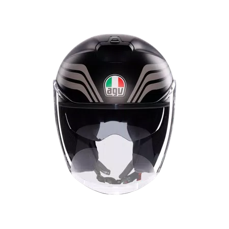 IRIDES BOLOGNA MATT BLACK/TRICOLORE - MOTORBIKE OPEN FACE HELMET E2206 -  - 2