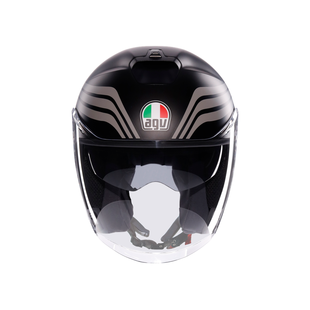 irides-bologna-matt-black-tricolore-motorbike-open-face-helmet-e2206 image number 1