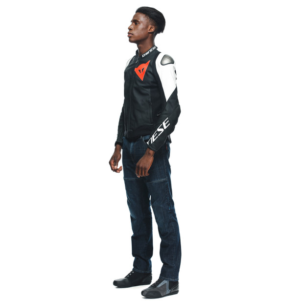 sportiva-giacca-moto-in-pelle-uomo-black-matt-black-matt-white image number 3