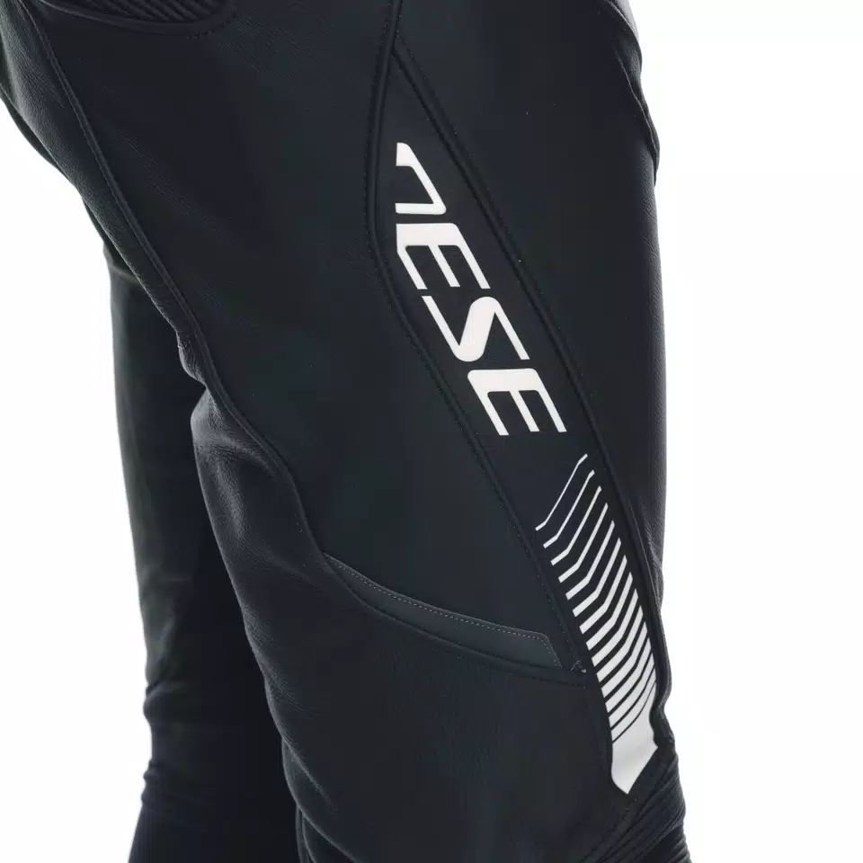 SUPER SPEED - MEN'S MOTORCYCLE LEATHER PANTS - BLACK/WHITE - 16