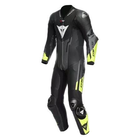 MISANO 3 PERF. D-AIR® 1PC LEATHER SUIT - BLACK/ANTHRACITE/FLUO-YELLOW - 1