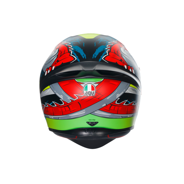 k1-s-dundee-matt-lime-red-motorbike-full-face-helmet-e2206 image number 4