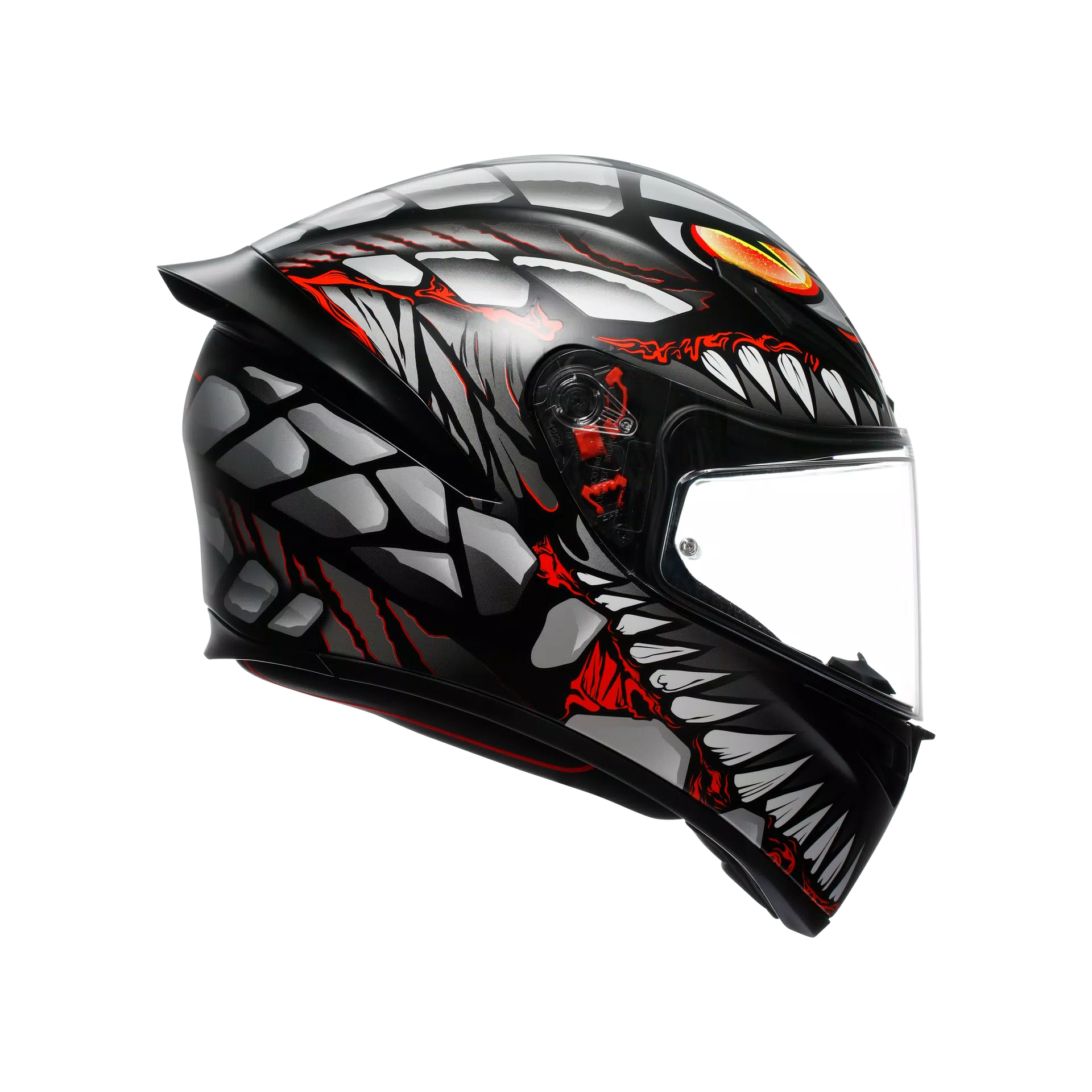 K1 S LYZARD MATT BLACK/GREY/RED - MOTORBIKE FULL FACE HELMET E2206