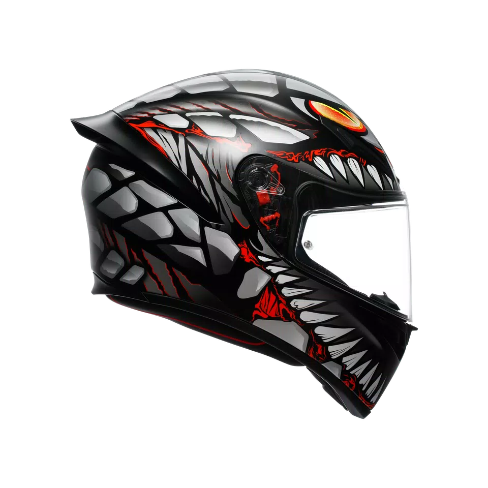 K1 S LYZARD MATT BLACK/GREY/RED - MOTORBIKE FULL FACE HELMET E2206 -  - 3