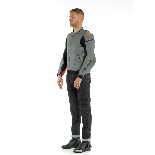 super-race-leather-jacket-charcoal-gray-ch-gray-fluo-red image number 4