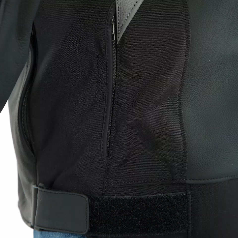AGILE LEATHER JACKET - BLACKBLACK-MATT/CHARCOAL-GRAY/BLACK-MATT - 11