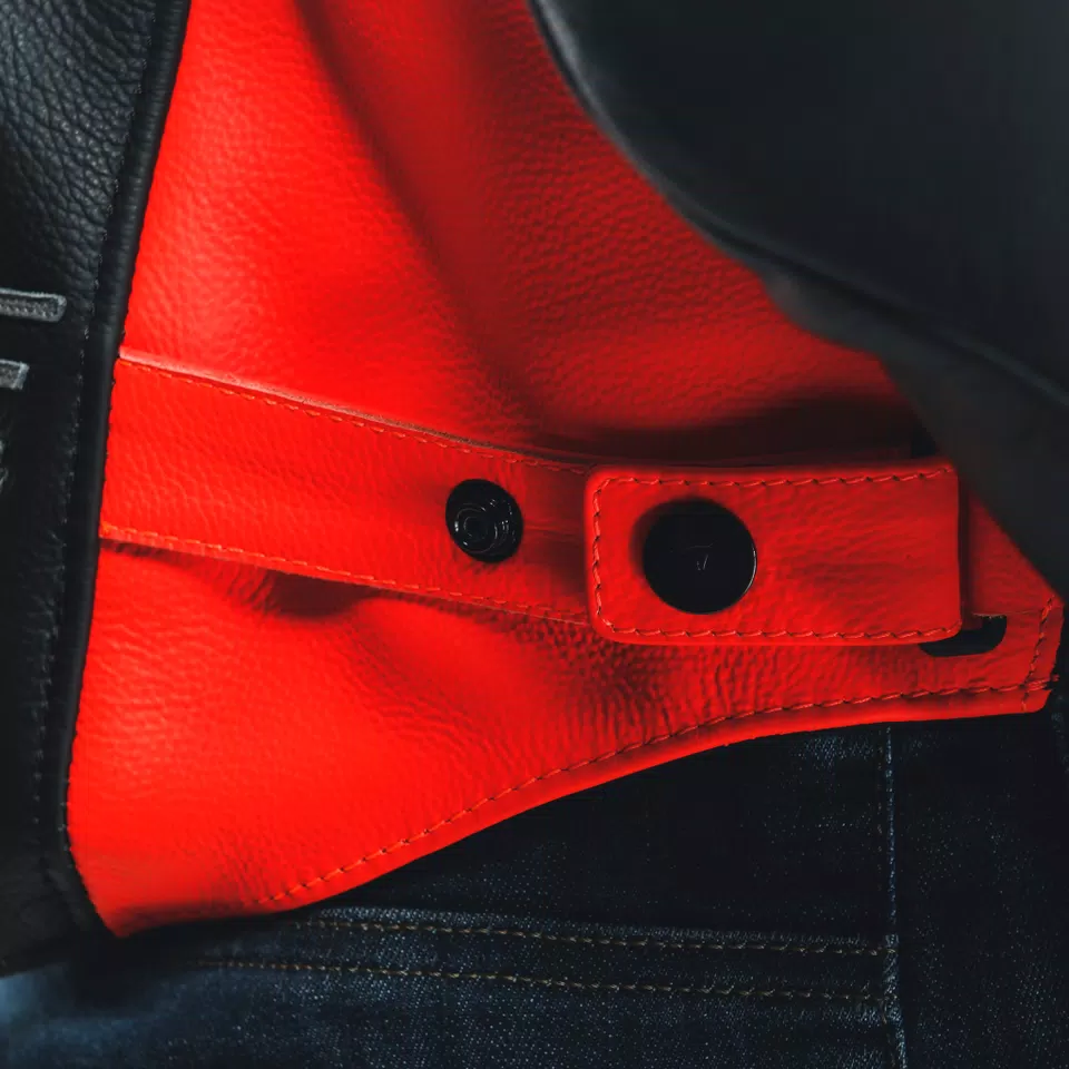 RACING 4 - MEN LEATHER MOTORCYCLE JACKET - BLACK/FLUO-RED - 10