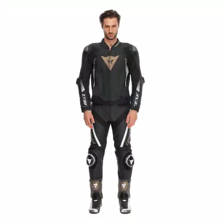 SUPER SPEED 4 - MEN PERFORATED LEATHER MOTORCYCLE JACKET - BLACK/TIBETAN PLATINUM/WHITE - 2