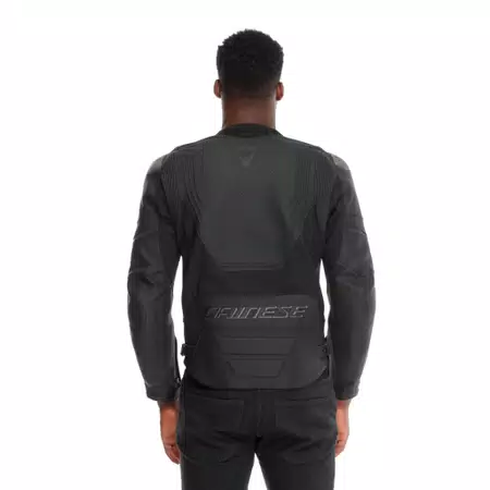 RACING 5 - MEN PERFORATED LEATHER MOTORCYCLE JACKET SHORT/TALL FIT (S/T) - BLACK/BLACK/BLACK - 5