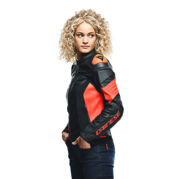 racing-4-lady-leather-jacket-black-fluo-red image number 6