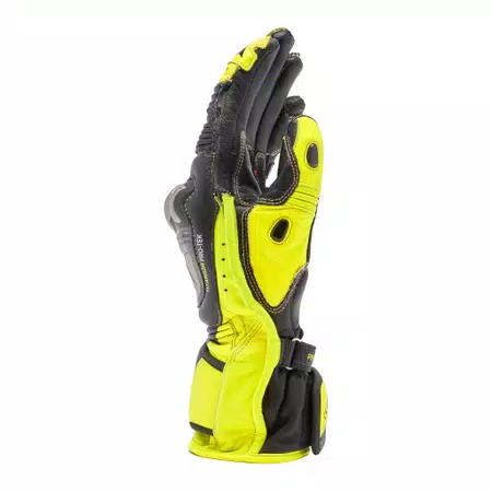 FULL METAL 7 - MEN'S MOTORCYCLE RACING LEATHER GLOVES - BLACK/YELLOW-FLUO - 2