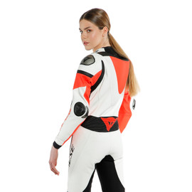 IMATRA LADY LEATHER 1PC SUIT PERF. WHITE/FLUO-RED/BLACK- 