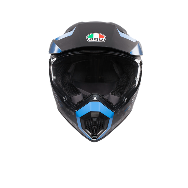 ax9-antartica-matt-black-cyan-motorbike-full-face-helmet-e2205 image number 1