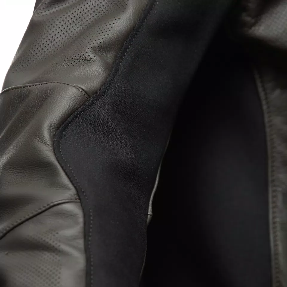 ISTRICE - MEN'S MOTORCYCLE PERFORATED LEATHER JACKET - DARK-BROWN - 9