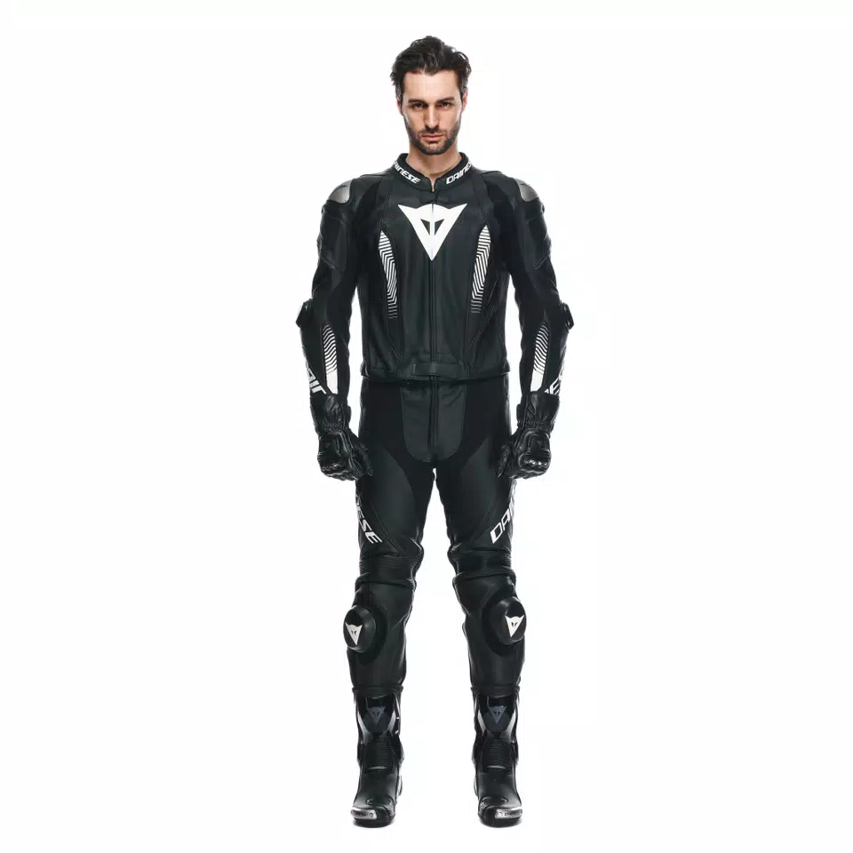 LAGUNA SECA 5 2PCS LEATHER SUIT PERF. BLACK BLACK WHITE Dainese