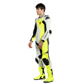 ADRIA 1PC LEATHER SUIT PERF. WHITE/FLUO-YELLOW/ANTHRACITE- Leather Suits