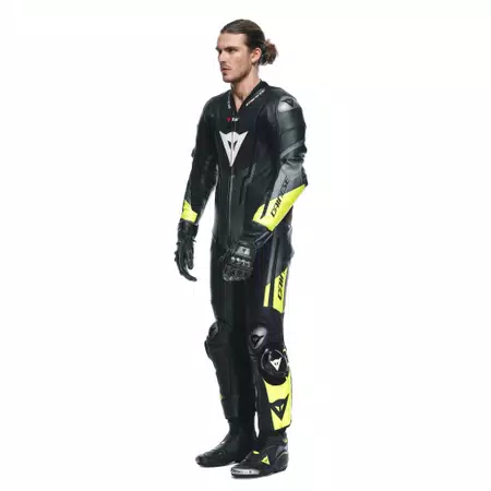 MISANO 3 D-AIR® - MEN'S 1-PIECE MOTORCYCLE PERFORATED LEATHER SUIT WITH AIRBAG - BLACK/ANTHRACITE/YELLOW-FLUO - 4