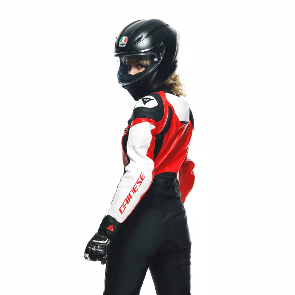 MIRAGE LADY LEATHER 2PCS SUIT BLACK LAVA RED WHITE Dainese