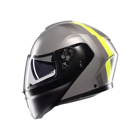 STREETMODULAR RESIA MATT GREY/BLACK/YEL FLUO - MOTORBIKE FLIP UP HELMET E2206 -  - 4