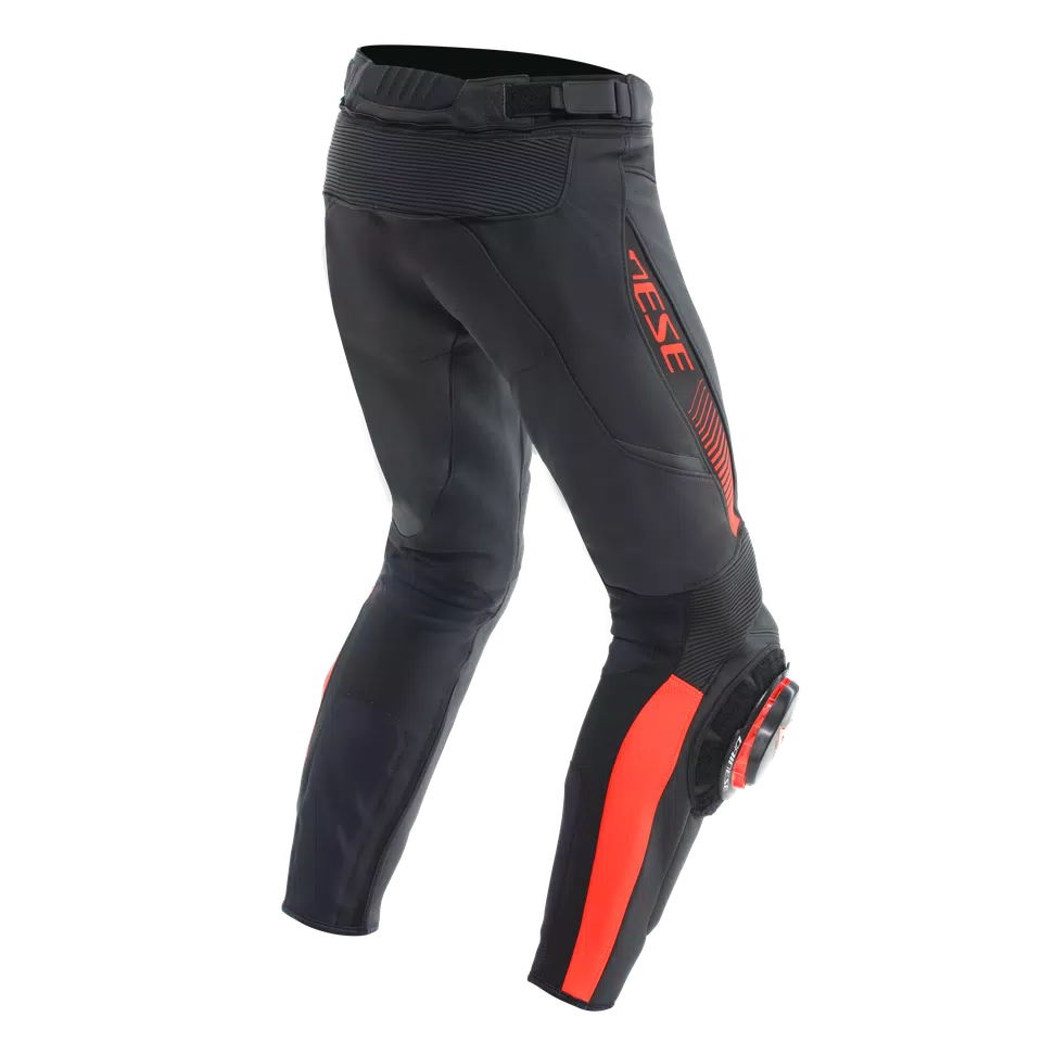 SUPER SPEED - MEN'S MOTORCYCLE LEATHER PANTS - BLACK/RED-FLUO - 2
