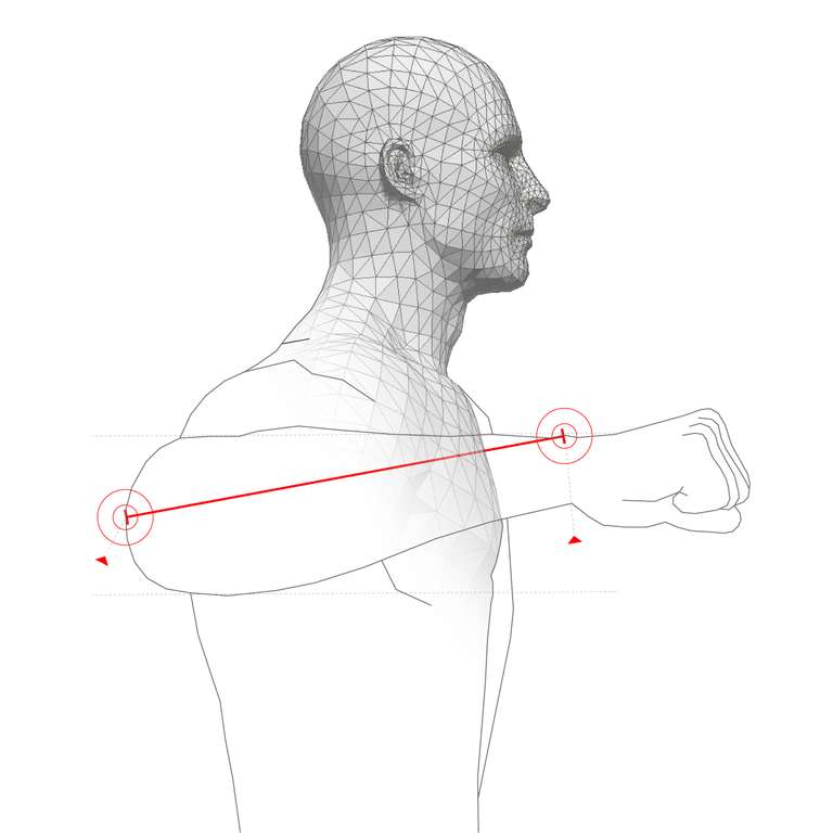 FROM CENTRE OF ELBOW TO WRIST