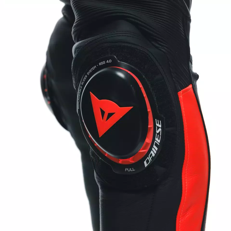SUPER SPEED - MEN'S MOTORCYCLE LEATHER PANTS - BLACK/RED-FLUO - 10