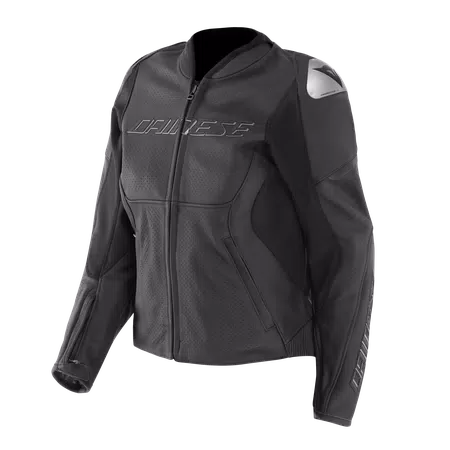 RACING 5 - GIACCA MOTO IN PELLE PERFORATA DONNA - BLACK/BLACK - 1