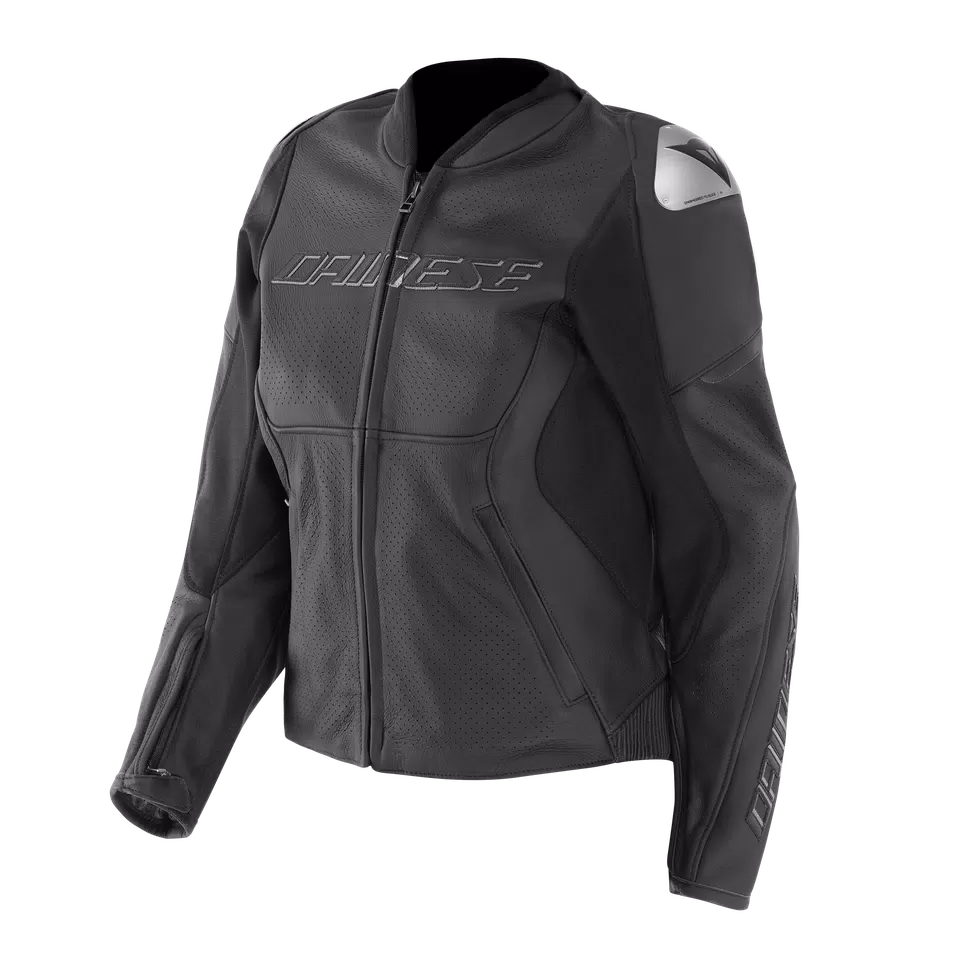 RACING 5 - GIACCA MOTO IN PELLE PERFORATA DONNA - BLACK/BLACK - 1