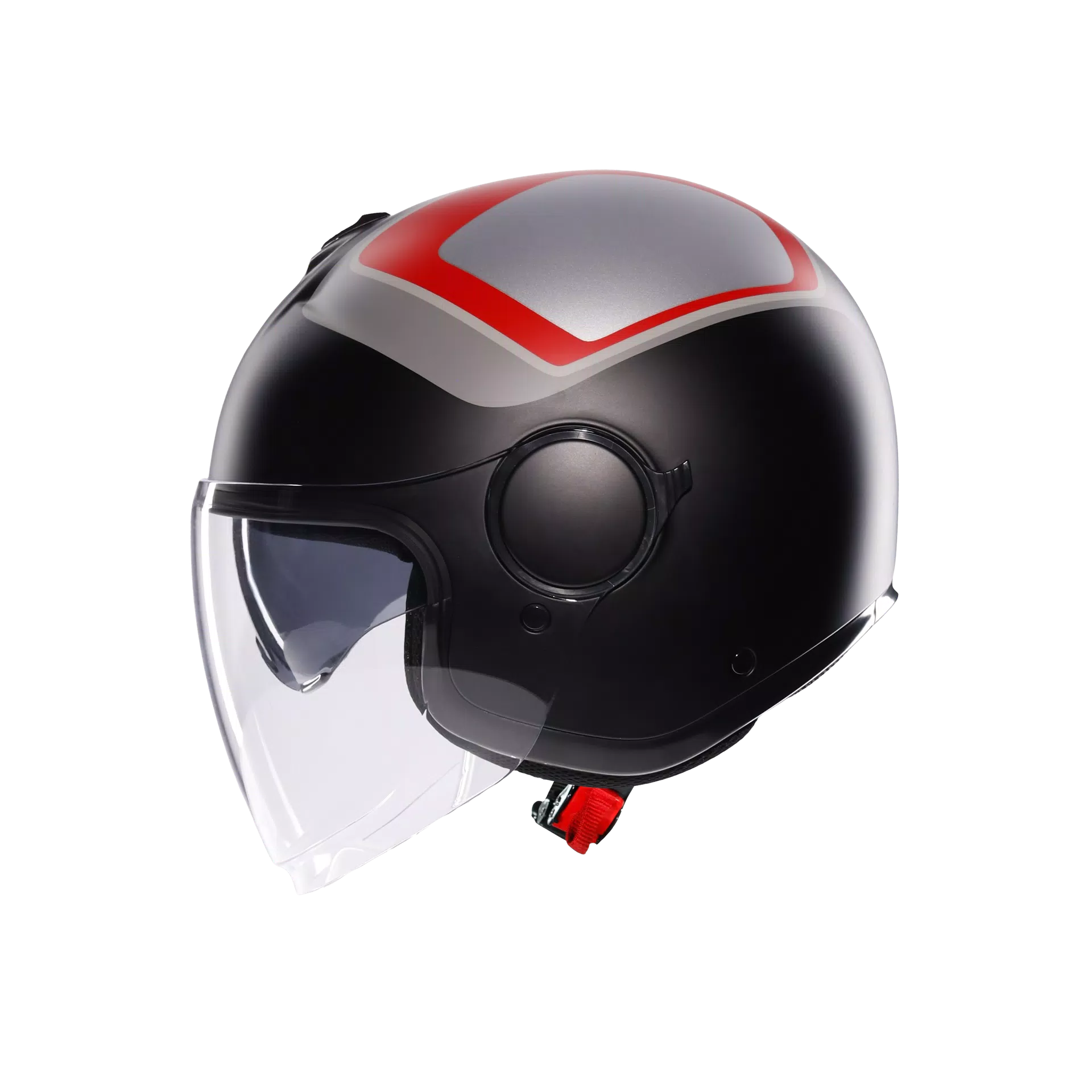 ETERES SCAGLIERI MATT GREY/RED - MOTORBIKE OPEN FACE HELMET E2206