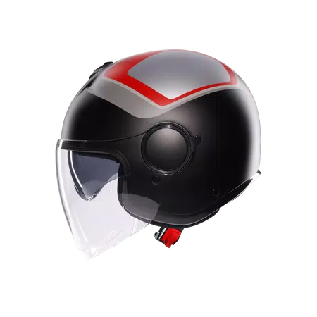 ETERES SCAGLIERI MATT GREY/RED - MOTORBIKE OPEN FACE HELMET E2206 -  - 4