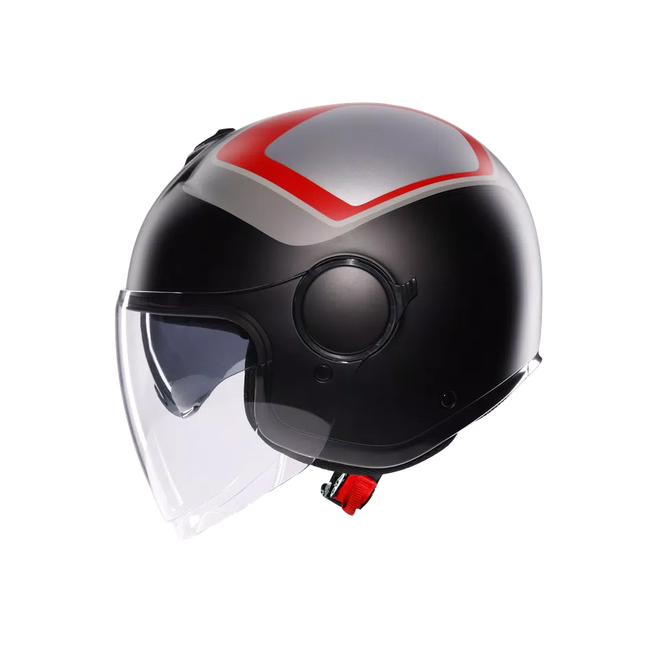 ETERES SCAGLIERI MATT GREY/RED - MOTORBIKE OPEN FACE HELMET E2206 -  - 4