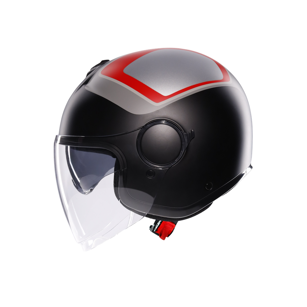 eteres-scaglieri-matt-grey-red-motorbike-open-face-helmet-e2206 image number 3