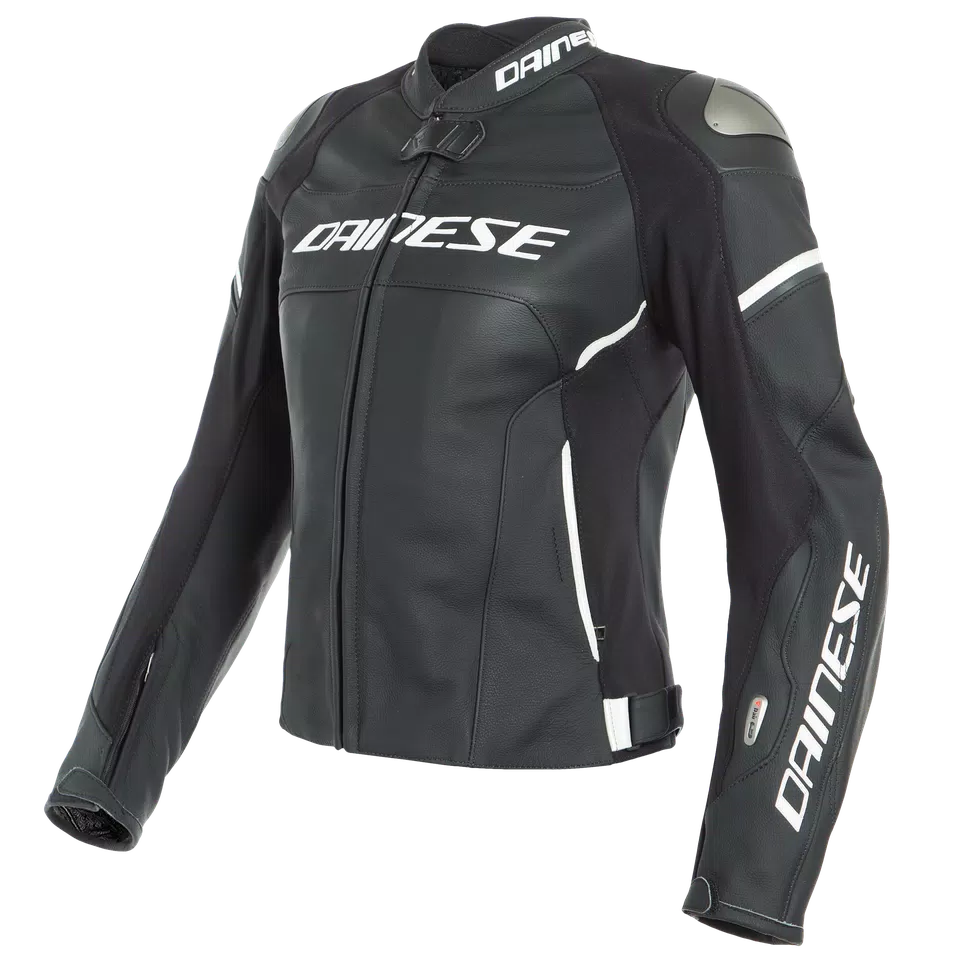 RACING 3 D-AIR LADY LEATHER JACKET - BLACK-MATT/BLACK-MATT/PEARL-WHITE - 1