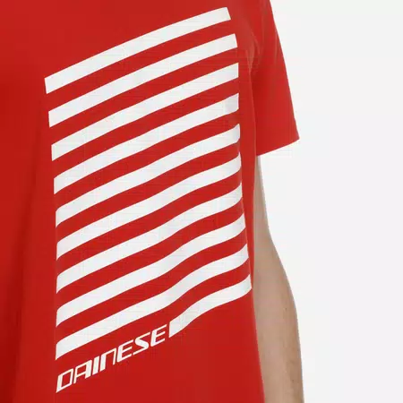 GEOMETRICA - MEN'S CREWNECK T-SHIRT - RED/WHITE STRIPES - 5