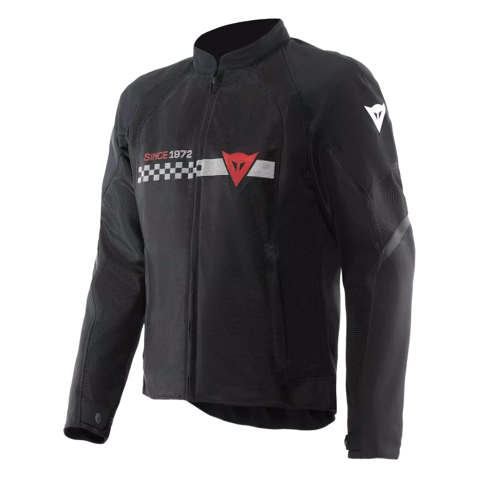 HEROSPHERE AIR - MEN SUMMER MOTORCYCLE JACKET - BLACK/WHITE STRIPES/RED - 1