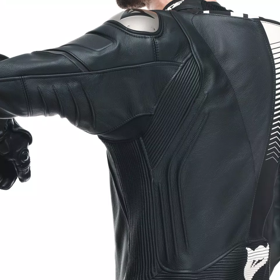 LAGUNA SECA 5 - MEN'S 2-PIECE MOTORCYCLE LEATHER SUIT (SHORT/TALL) - BLACK/BLACK/WHITE - 14