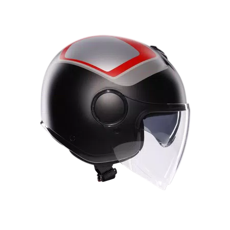 ETERES SCAGLIERI MATT GREY/RED - MOTORBIKE OPEN FACE HELMET E2206 -  - 3