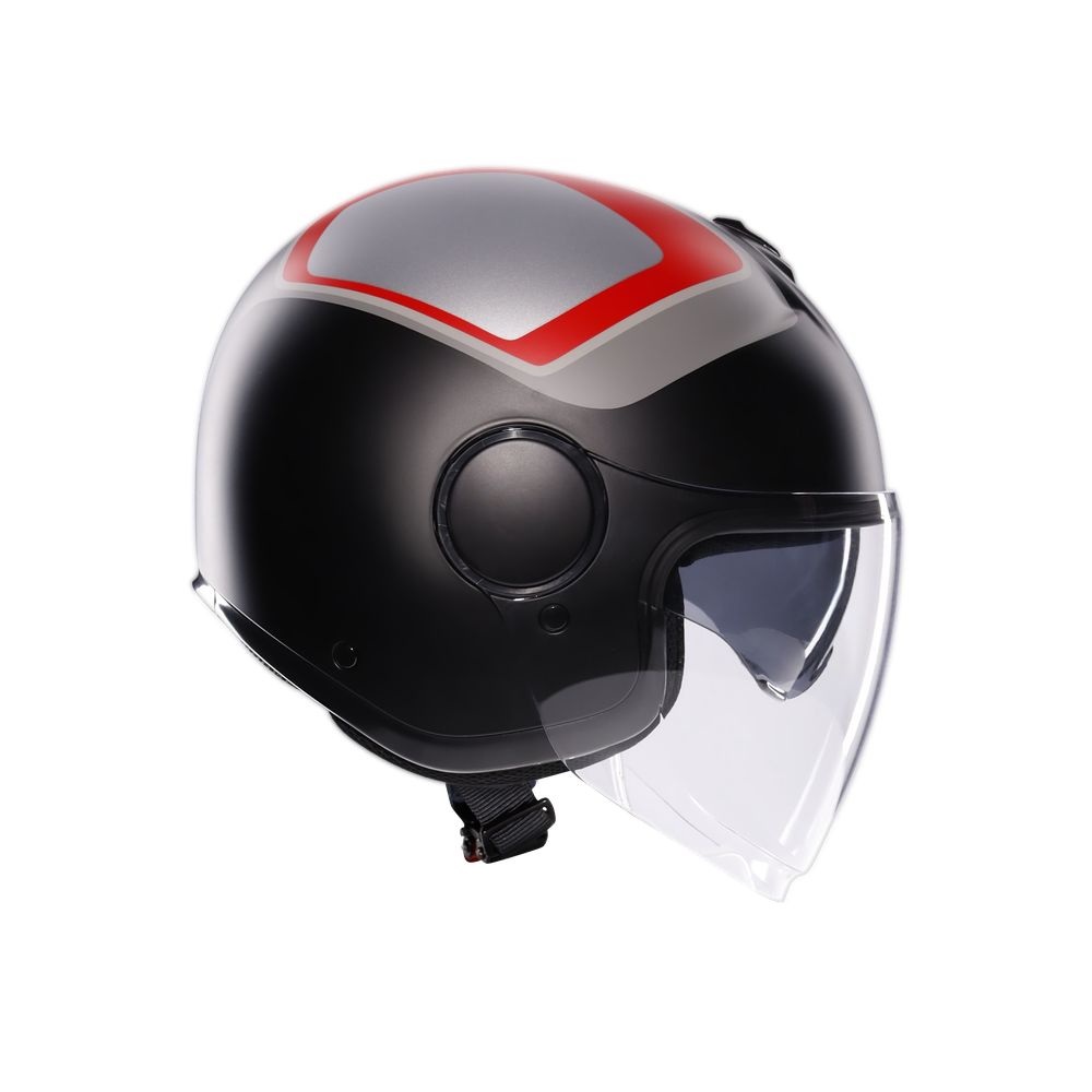 eteres-scaglieri-matt-grey-red-motorbike-open-face-helmet-e2206 image number 2