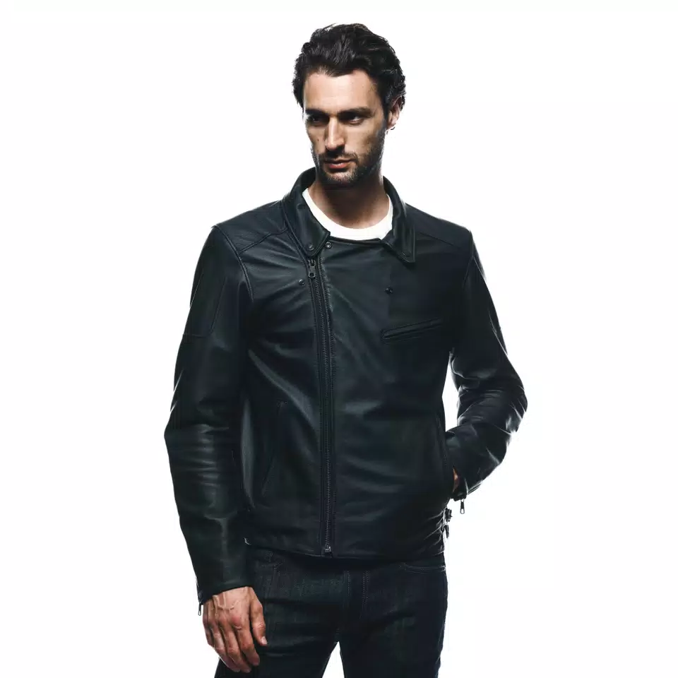 CHIODO - MEN'S MOTORCYCLE LEATHER JACKET - BLACK - 7