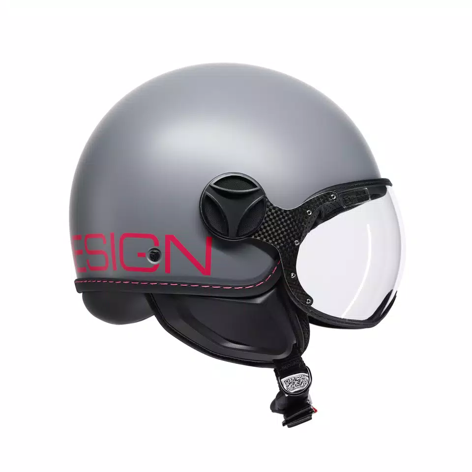 MOMODESIGN FGTR CLASSIC - JET HELMET WITH VISOR E2206 - FLUO MATT GREY/FUCSIA -  - 3