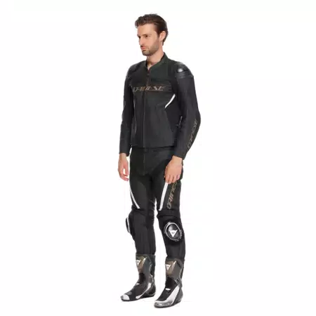 RACING 4 - MEN LEATHER MOTORCYCLE JACKET - BLACK/TIBETAN PLATINUM/WHITE - 3